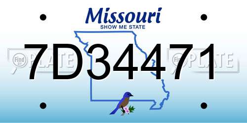7D34471 Missouri License Plate