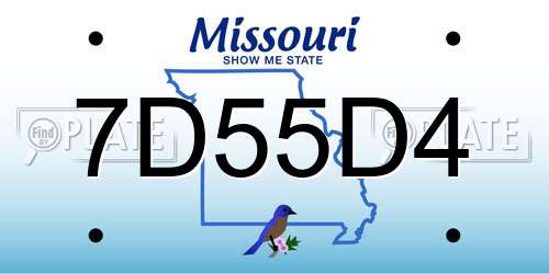 7D55D4 Missouri License Plate