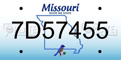 7D57455 Missouri License Plate
