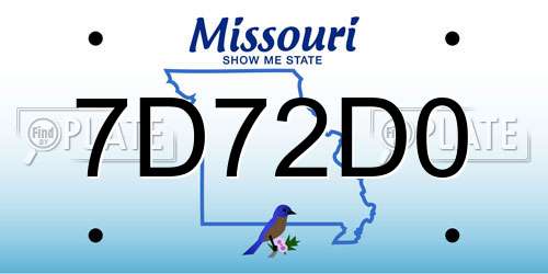 7D72D0 Missouri License Plate