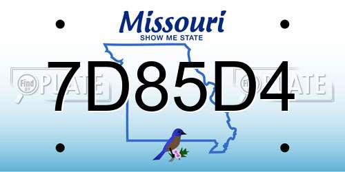 7D85D4 Missouri License Plate