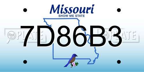 7D86B3 Missouri License Plate