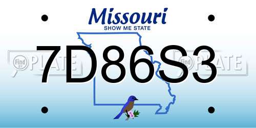 7D86S3 Missouri License Plate