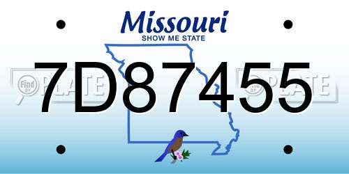 7D87455 Missouri License Plate
