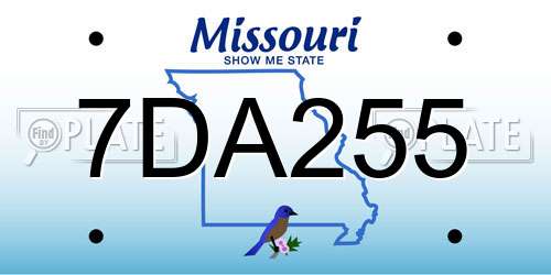 7DA255 Missouri License Plate