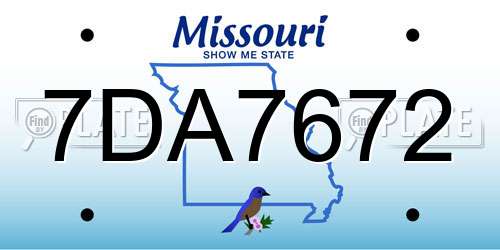 7DA7672 Missouri License Plate