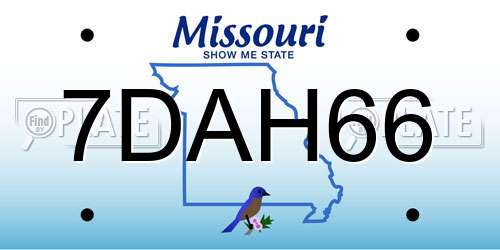 7DAH66 Missouri License Plate