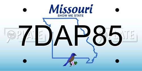 7DAP85 Missouri License Plate