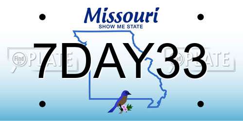 7DAY33 Missouri License Plate