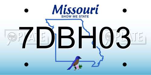 7DBH03 Missouri License Plate