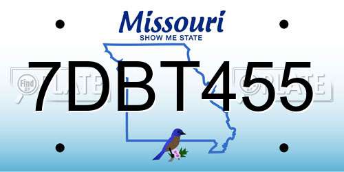 7DBT455 Missouri License Plate