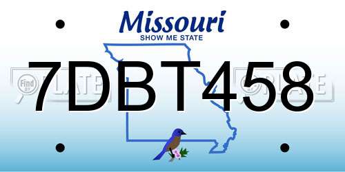 7DBT458 Missouri License Plate