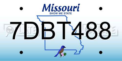 7DBT488 Missouri License Plate
