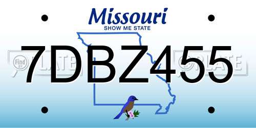 7DBZ455 Missouri License Plate
