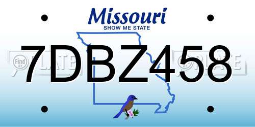 7DBZ458 Missouri License Plate