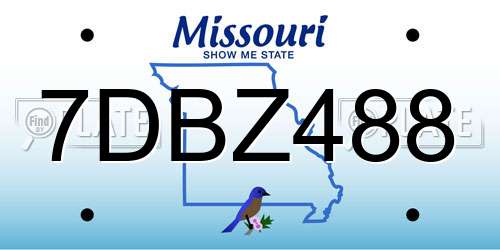 7DBZ488 Missouri License Plate