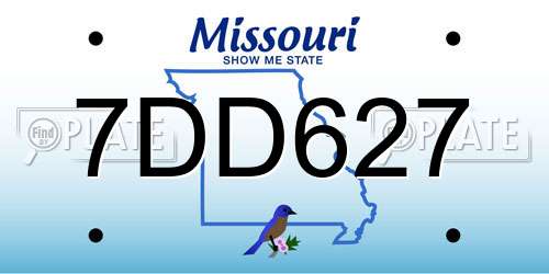 7DD627 Missouri License Plate