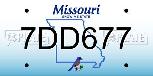 7DD677 Missouri License Plate