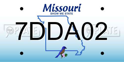 7DDA02 Missouri License Plate