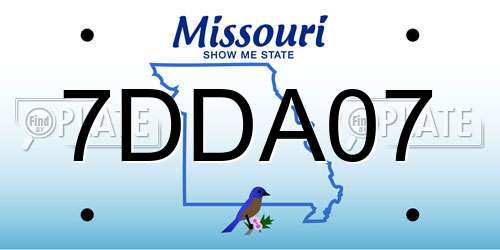 7DDA07 Missouri License Plate