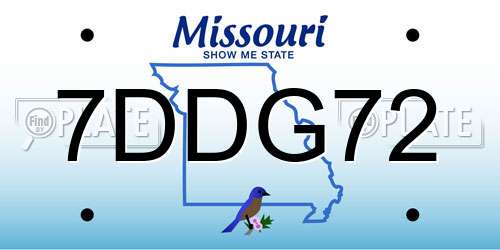 7DDG72 Missouri License Plate