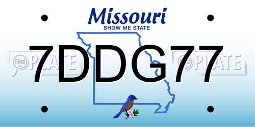 7DDG77 Missouri License Plate