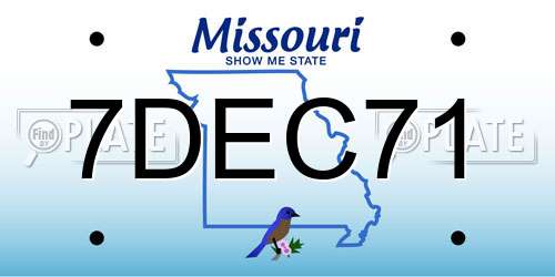 7DEC71 Missouri License Plate