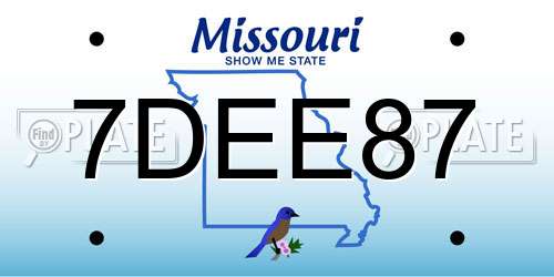 7DEE87 Missouri License Plate