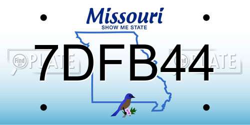 7DFB44 Missouri License Plate
