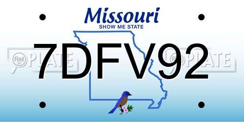 7DFV92 Missouri License Plate