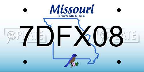 7DFX08 Missouri License Plate