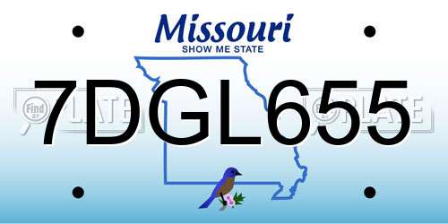 7DGL655 Missouri License Plate