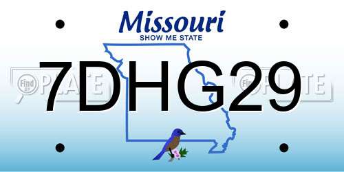 7DHG29 Missouri License Plate