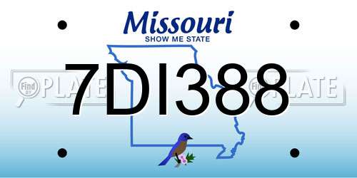 7DI388 Missouri License Plate