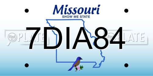7DIA84 Missouri License Plate