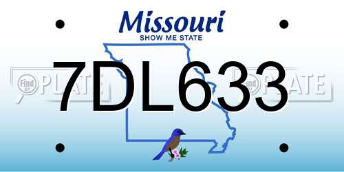 7DL633 Missouri License Plate