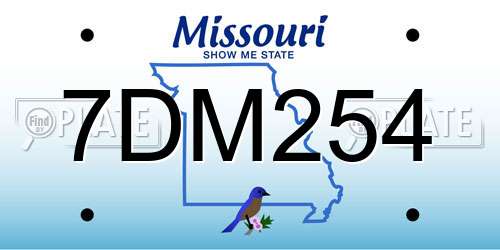 7DM254 Missouri License Plate