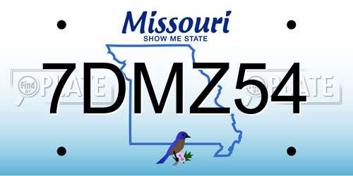 7DMZ54 Missouri License Plate