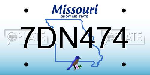 7DN474 Missouri License Plate