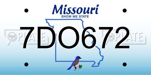 7DO672 Missouri License Plate