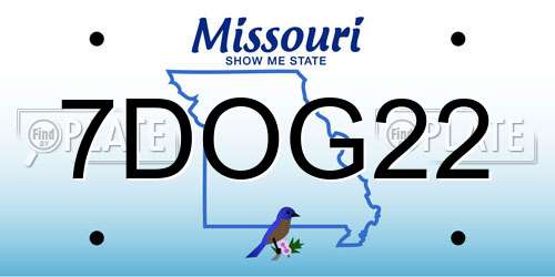 7DOG22 Missouri License Plate