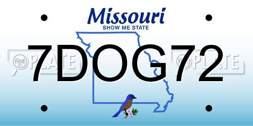7DOG72 Missouri License Plate