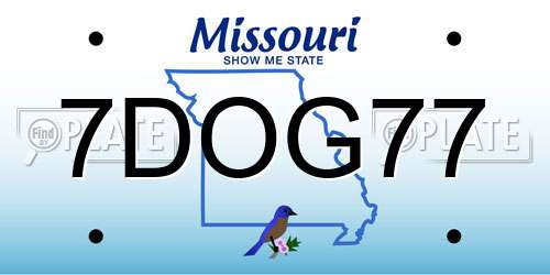 7DOG77 Missouri License Plate