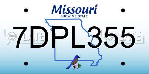 7DPL355 Missouri License Plate