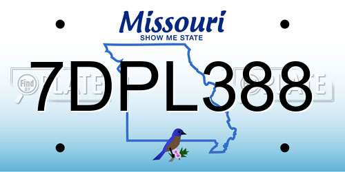 7DPL388 Missouri License Plate