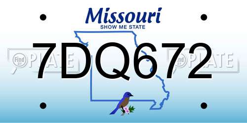 7DQ672 Missouri License Plate