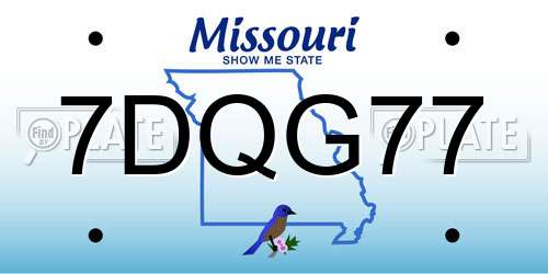 7DQG77 Missouri License Plate