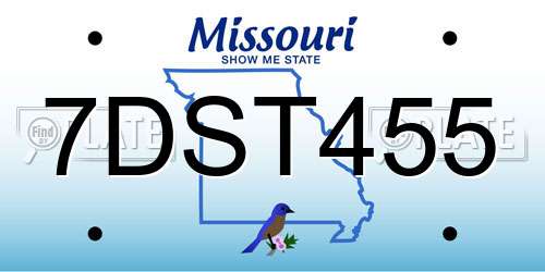 7DST455 Missouri License Plate