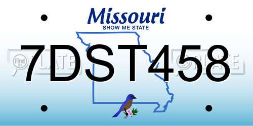7DST458 Missouri License Plate