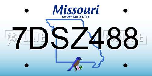 7DSZ488 Missouri License Plate